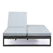 Light gray finish convertible double chaise lounge chair & sofa w/ cushions by Leisure Mod additional picture 7