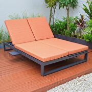 Orange finish convertible double chaise lounge chair & sofa w/ cushions by Leisure Mod additional picture 2
