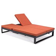 Orange finish convertible double chaise lounge chair & sofa w/ cushions by Leisure Mod additional picture 3