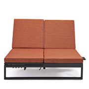 Orange finish convertible double chaise lounge chair & sofa w/ cushions by Leisure Mod additional picture 6