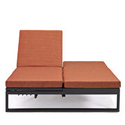 Orange finish convertible double chaise lounge chair & sofa w/ cushions by Leisure Mod additional picture 7