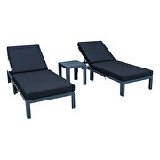 Modern outdoor chaise lounge chair set of 2 with side table & black cushions by Leisure Mod additional picture 2