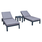 Modern outdoor chaise lounge chair set of 2 with side table & blue cushions by Leisure Mod additional picture 2