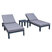 Modern outdoor chaise lounge chair set of 2 with side table & blue cushions additional photo 2 of 14