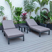 Modern outdoor chaise lounge chair set of 2 with side table & blue cushions additional photo 3 of 14