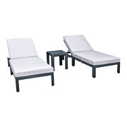 Modern outdoor chaise lounge chair set of 2 with side table & light gray cushions by Leisure Mod additional picture 2
