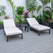 Modern outdoor chaise lounge chair set of 2 with side table & light gray cushions by Leisure Mod additional picture 3