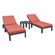 Modern outdoor chaise lounge chair set of 2 with side table & orange cushions by Leisure Mod additional picture 2
