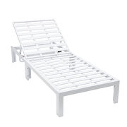 Modern outdoor white chaise lounge chair set of 2 with side table & beige cushions by Leisure Mod additional picture 6