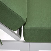 Modern outdoor white chaise lounge chair set of 2 with side table & green cushions by Leisure Mod additional picture 5