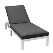 Modern outdoor white chaise lounge chair with black cushions by Leisure Mod additional picture 2