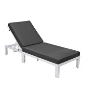 Modern outdoor white chaise lounge chair with black cushions by Leisure Mod additional picture 3