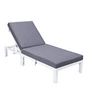 Modern outdoor white chaise lounge chair with blue cushions by Leisure Mod additional picture 2