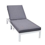 Modern outdoor white chaise lounge chair with blue cushions by Leisure Mod additional picture 3