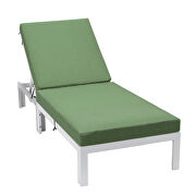 Modern outdoor white chaise lounge chair with green cushions by Leisure Mod additional picture 3