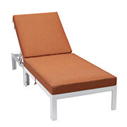Modern outdoor white chaise lounge chair with orange cushions by Leisure Mod additional picture 3