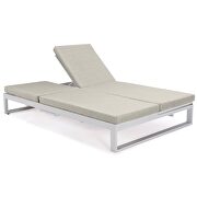 Beige finish convertible double chaise lounge chair & sofa with cushions by Leisure Mod additional picture 3