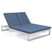 Blue finish convertible double chaise lounge chair & sofa with cushions by Leisure Mod additional picture 2