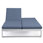 Blue finish convertible double chaise lounge chair & sofa with cushions by Leisure Mod additional picture 6