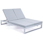 Light gray finish convertible double chaise lounge chair & sofa with cushions by Leisure Mod additional picture 2
