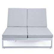 Light gray finish convertible double chaise lounge chair & sofa with cushions by Leisure Mod additional picture 6