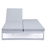 Light gray finish convertible double chaise lounge chair & sofa with cushions by Leisure Mod additional picture 7