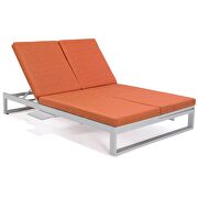Orange finish convertible double chaise lounge chair & sofa with cushions by Leisure Mod additional picture 2