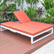 Orange finish convertible double chaise lounge chair & sofa with cushions by Leisure Mod additional picture 3