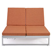 Orange finish convertible double chaise lounge chair & sofa with cushions by Leisure Mod additional picture 6