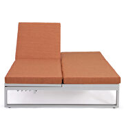 Orange finish convertible double chaise lounge chair & sofa with cushions by Leisure Mod additional picture 7