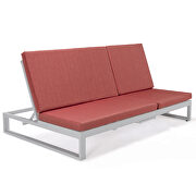 Red finish convertible double chaise lounge chair & sofa with cushions by Leisure Mod additional picture 2