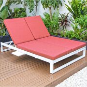 Red finish convertible double chaise lounge chair & sofa with cushions by Leisure Mod additional picture 3