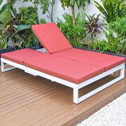 Red finish convertible double chaise lounge chair & sofa with cushions by Leisure Mod additional picture 4