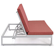 Red finish convertible double chaise lounge chair & sofa with cushions by Leisure Mod additional picture 6