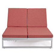 Red finish convertible double chaise lounge chair & sofa with cushions by Leisure Mod additional picture 7