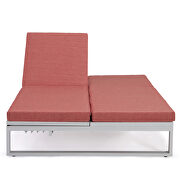 Red finish convertible double chaise lounge chair & sofa with cushions by Leisure Mod additional picture 8