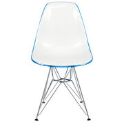 White blue plastic seat and chrome base dining chair/ set of 2 by Leisure Mod additional picture 2