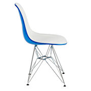 White blue plastic seat and chrome base dining chair/ set of 2 by Leisure Mod additional picture 3