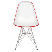 White red plastic seat and chrome base dining chair/ set of 2 by Leisure Mod additional picture 2