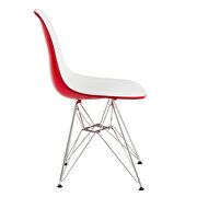 White red plastic seat and chrome base dining chair/ set of 2 by Leisure Mod additional picture 3