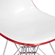 White red plastic seat and chrome base dining chair/ set of 2 by Leisure Mod additional picture 6