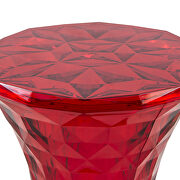 Transparent red sturdy plastic diamond-shaped design side table by Leisure Mod additional picture 3