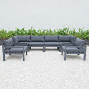 Black cushions 6-piece patio armchair sectional black aluminum additional photo 3 of 6