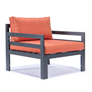 Orange cushions 6-piece patio armchair sectional black aluminum by Leisure Mod additional picture 4