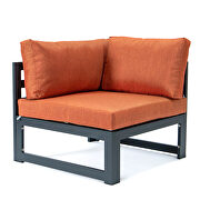 Orange cushions 6-piece patio armchair sectional black aluminum by Leisure Mod additional picture 6