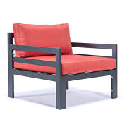 Red cushions 6-piece patio armchair sectional black aluminum additional photo 4 of 6