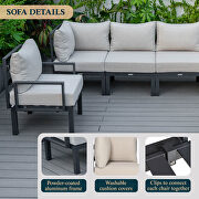 Beige finish cushions 6-piece patio sectional black aluminum by Leisure Mod additional picture 4
