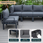 Black finish cushions 6-piece patio sectional black aluminum by Leisure Mod additional picture 4