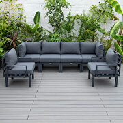 Black finish cushions 6-piece patio sectional black aluminum by Leisure Mod additional picture 7
