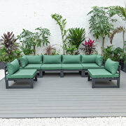 Green finish cushions 6-piece patio sectional black aluminum by Leisure Mod additional picture 2